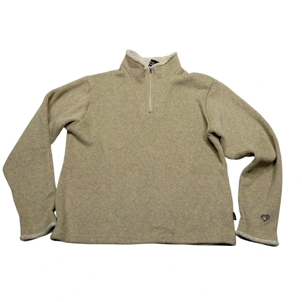 Kuhl Alfpaca‎ Fleece Sweater Womens Large Beige Sherpa Quarter Zip Pullover